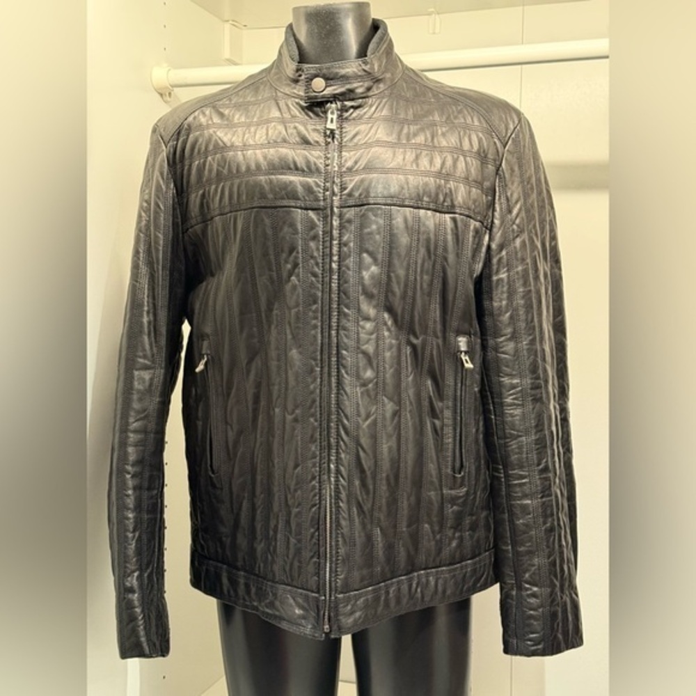 Hugo Boss Black Leather Biker Jacket
